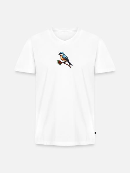 طائر السعادة الصغير - تصميم فني. - Men's Premium Organic V-Neck T-Shirt - white