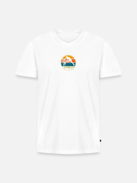 Retro Sunset BMX Rider - Men's Premium Organic V-Neck T-Shirt - white