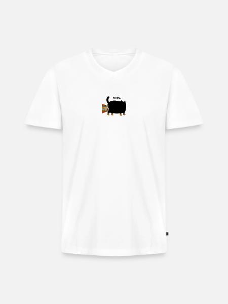 Black Cat Nope - Men's Premium Organic V-Neck T-Shirt - white