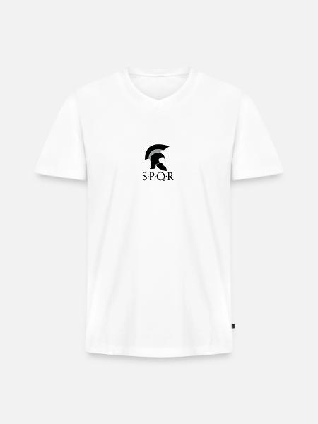 SPQR Helmet - Men's Premium Organic V-Neck T-Shirt - white