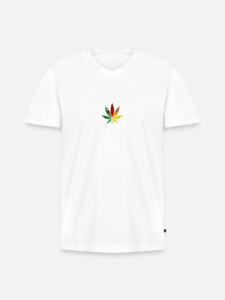Rainbow maple - Men's Premium Organic V-Neck T-Shirt - white