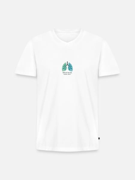 Breathe In, Leaf Out - Men's Premium Organic V-Neck T-Shirt - white