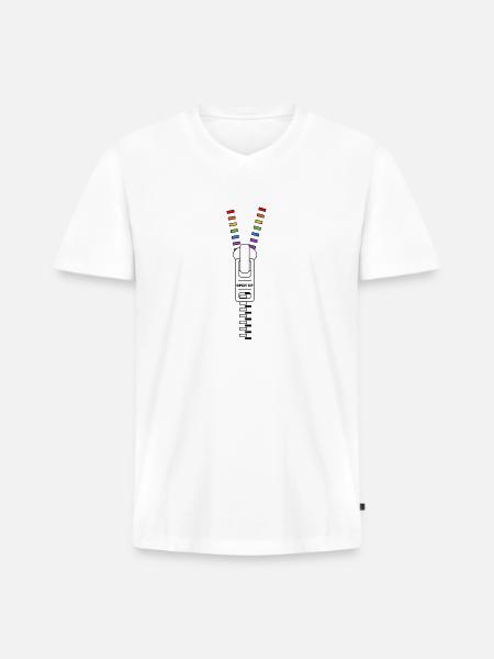 Open Up - Men's Premium Organic V-Neck T-Shirt - white
