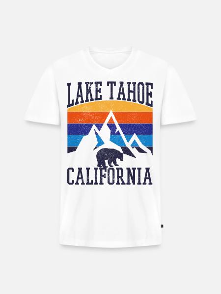 Lake Tahoe California Vintage Souvenir - Men's Premium Organic V-Neck T-Shirt - white