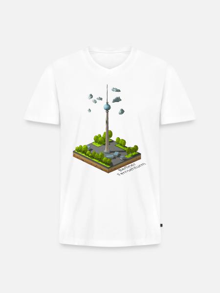 Berliner Ferneshturm - Men's Premium Organic V-Neck T-Shirt - white