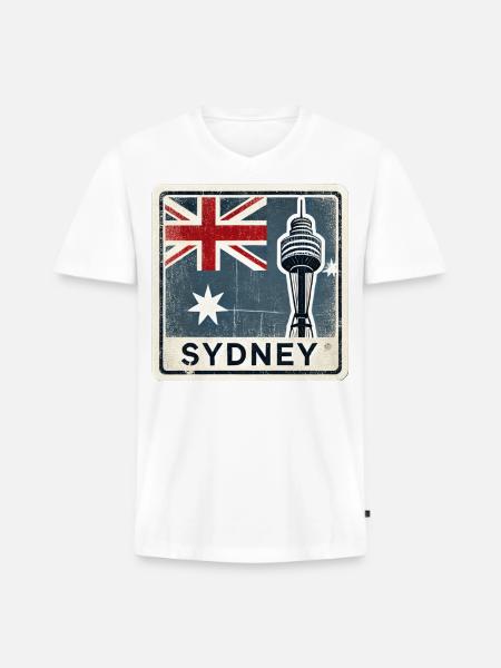 Sydney Tower - Men's Premium Organic V-Neck T-Shirt - white