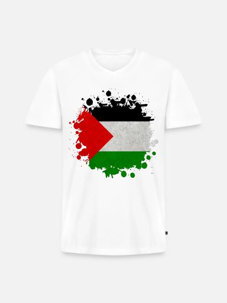 Palestine Blob / Flag Gift - Men's Premium Organic V-Neck T-Shirt - white