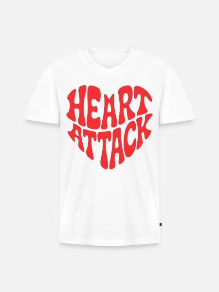 HEART ATTACK - Men's Premium Organic V-Neck T-Shirt - white