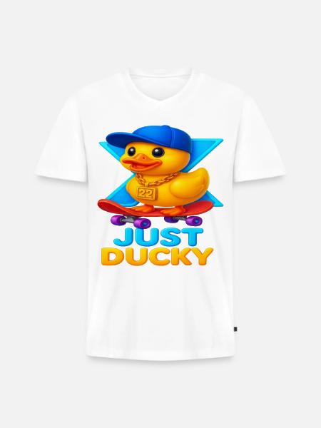 Just Ducky X22 - Men's Premium Organic V-Neck T-Shirt - white
