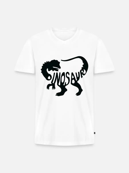 Bold Dinosaur Silhouette T-Shirt Design - Men's Premium Organic V-Neck T-Shirt - white