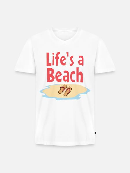 Life's a Beach Sandals Illustration - Men's Premium Organic V-Neck T-Shirt - white