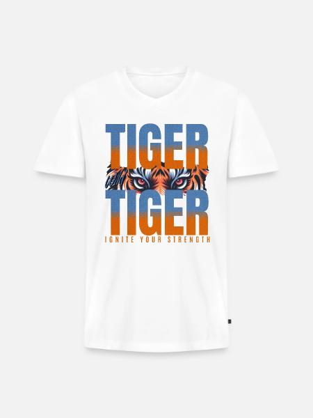 Tiger Ignite Strength - Men's Premium Organic V-Neck T-Shirt - white