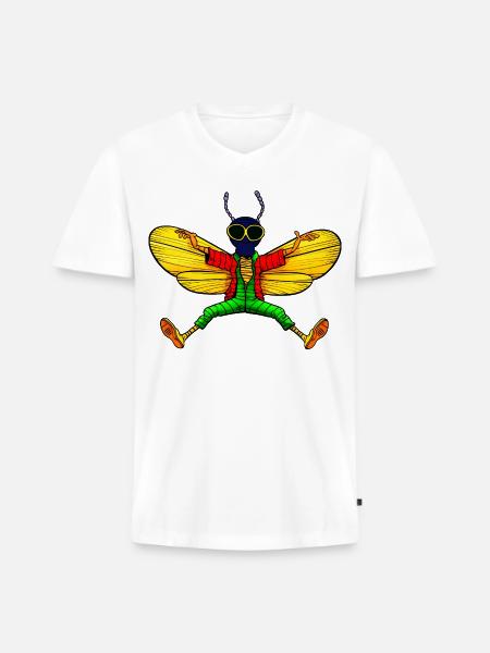 Fly Yogi - Men's Premium Organic V-Neck T-Shirt - white
