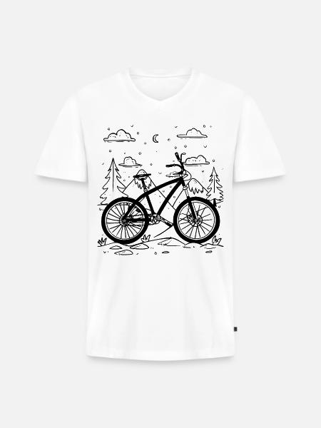 Mountain Biking Comic Style - Men's Premium Organic V-Neck T-Shirt - white