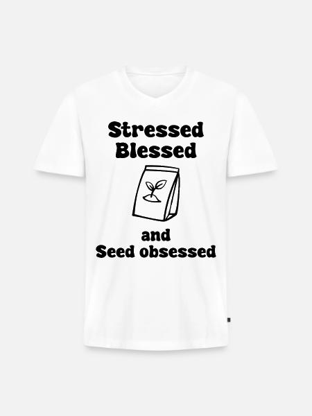 Seed Obsessed - Men's Premium Organic V-Neck T-Shirt - white