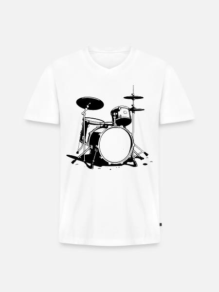Drum Kit Sketch - Men's Premium Organic V-Neck T-Shirt - white
