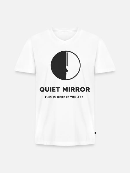 QUIET MIRROR - Men's Premium Organic V-Neck T-Shirt - white