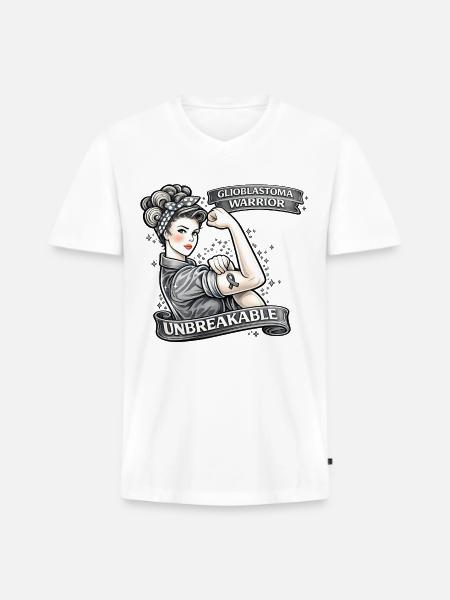 Glioblastoma Warrior: Unbreakable - Men's Premium Organic V-Neck T-Shirt - white