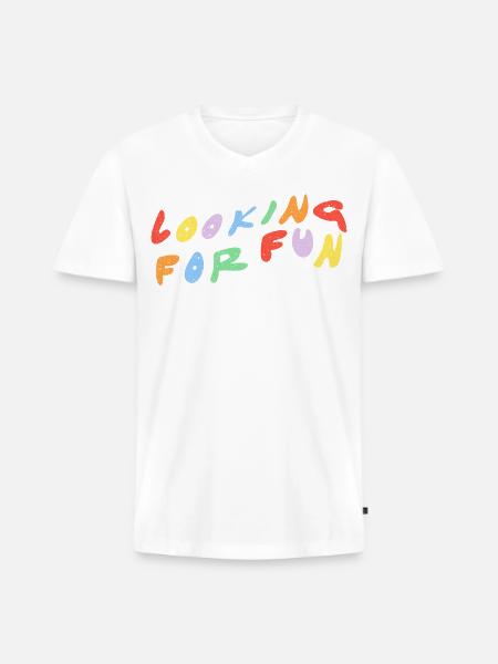 Looking for Fun - Men's Premium Organic V-Neck T-Shirt - white