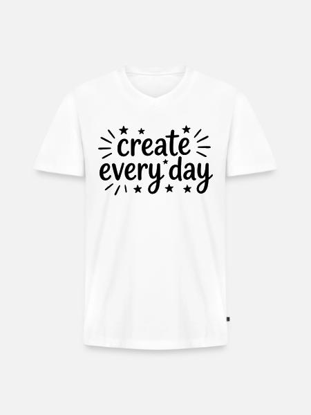 Create Every Day Hand Lettering - Men's Premium Organic V-Neck T-Shirt - white
