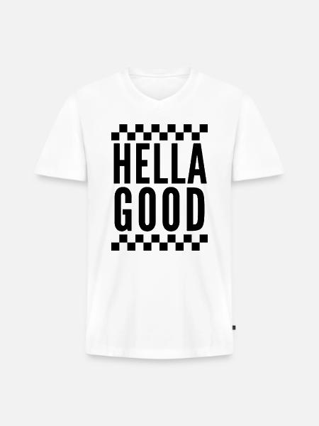 Hella Good Ska Checkerboard - Men's Premium Organic V-Neck T-Shirt - white