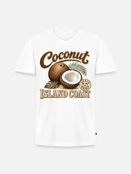 Coconut Island Coast Design - Men's Premium Organic V-Neck T-Shirt - white