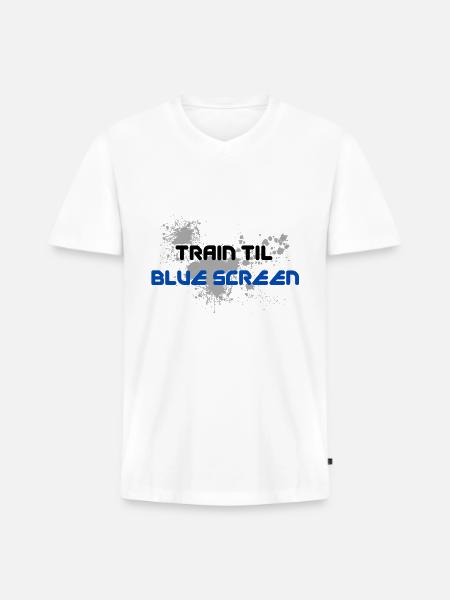 Blue Screen Glitch Splash - Men's Premium Organic V-Neck T-Shirt - white