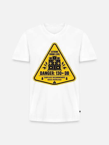 Extreme Audio Warning Sign - Men's Premium Organic V-Neck T-Shirt - white