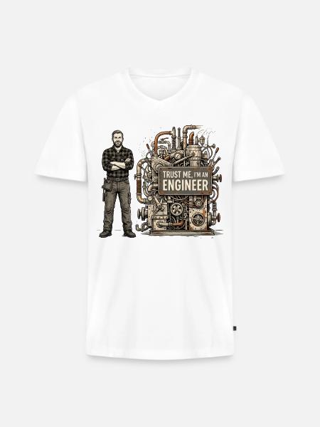 Steampunk Engineer Portrait Machine - Men's Premium Organic V-Neck T-Shirt - white