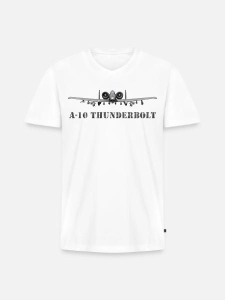 A10 Thunderbolt Frontline Print - Men's Premium Organic V-Neck T-Shirt - white