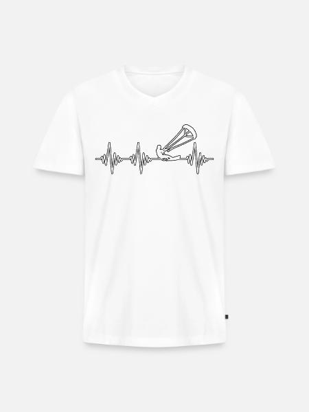 kite heartbeat - Men's Premium Organic V-Neck T-Shirt - white
