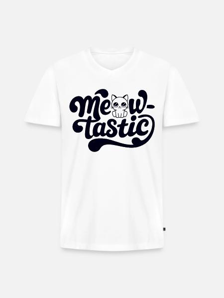Cat Meow-Tastic Fantastic - Men's Premium Organic V-Neck T-Shirt - white