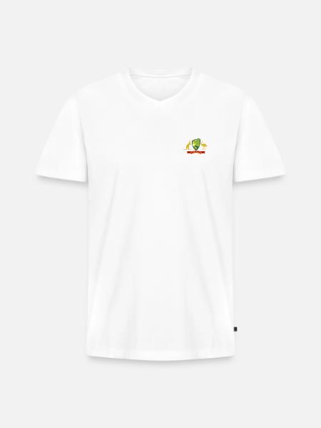 Australian Cricket Crest Emblem Graphic - Men's Premium Organic V-Neck T-Shirt - white