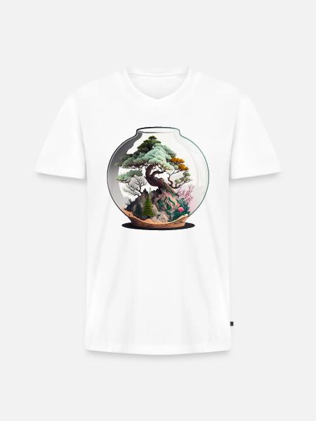 Bonsai Tree Terrarium - Men's Premium Organic V-Neck T-Shirt - white