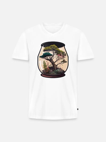 Bonsai Tree Terrarium - Men's Premium Organic V-Neck T-Shirt - white