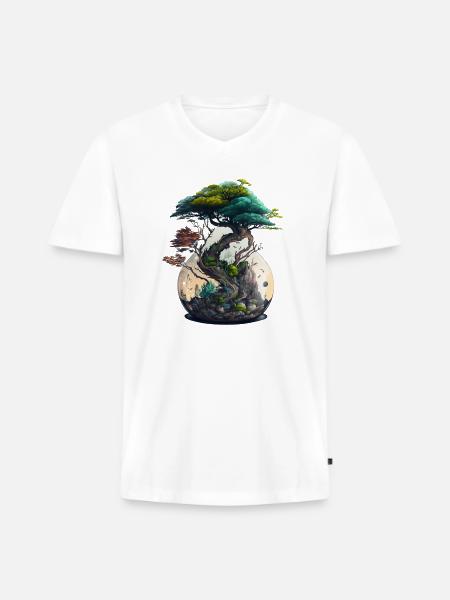 Bonsai Tree Terrarium - Men's Premium Organic V-Neck T-Shirt - white