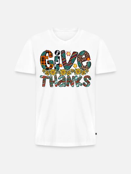 Give Thanks - Men's Premium Organic V-Neck T-Shirt - white
