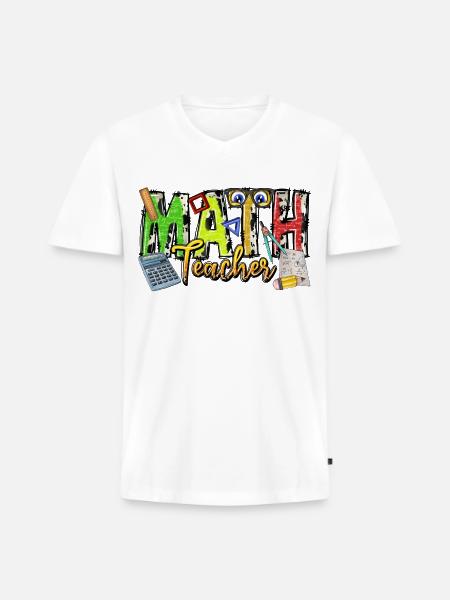 Math Teacher - Men's Premium Organic V-Neck T-Shirt - white