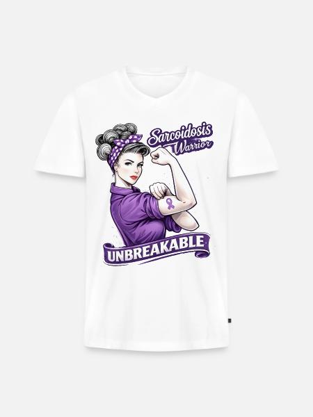 Sarcoidosis Warrior Unbreakable - Men's Premium Organic V-Neck T-Shirt - white
