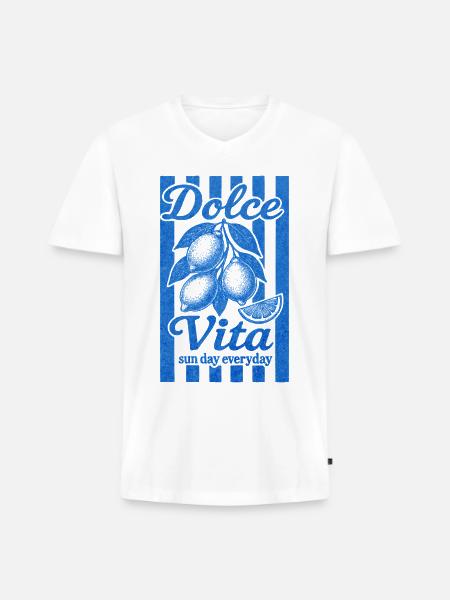 Italian Lemon, Summer Vibes Shirt, Vacation Tee - Men's Premium Organic V-Neck T-Shirt - white