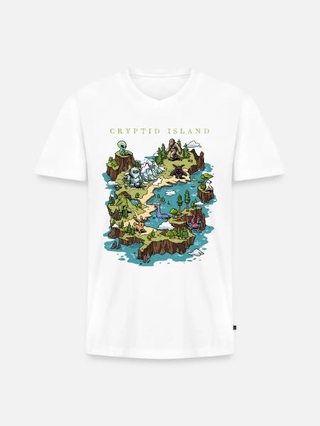 Cryptid Island - Men's Premium Organic V-Neck T-Shirt - white