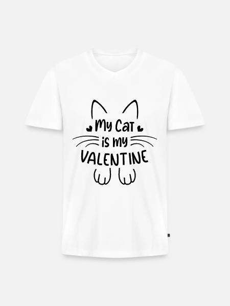 My Cat is My Valentines - Men's Premium Organic V-Neck T-Shirt - white