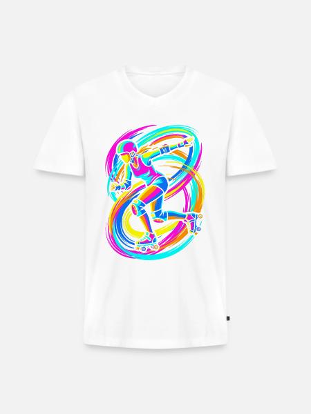 Roller Skater - Men's Premium Organic V-Neck T-Shirt - white