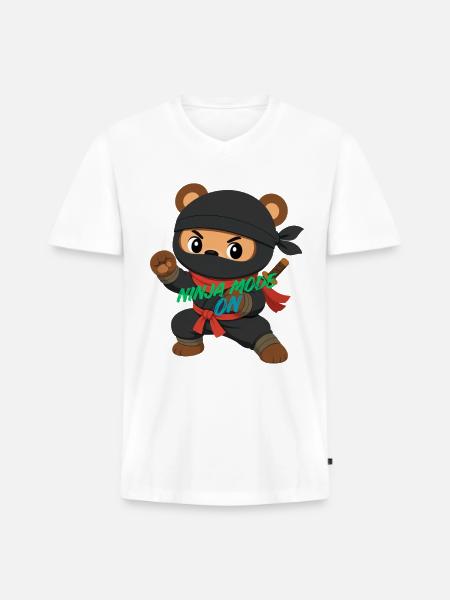 Ninja Panda Bear Mode On - Men's Premium Organic V-Neck T-Shirt - white