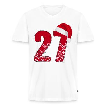 27 Christmas Birthday Number - Age Twenty Seven - Men's Premium Organic V-Neck T-Shirt - white - Front - AI Model Male 178 dark (178cm)