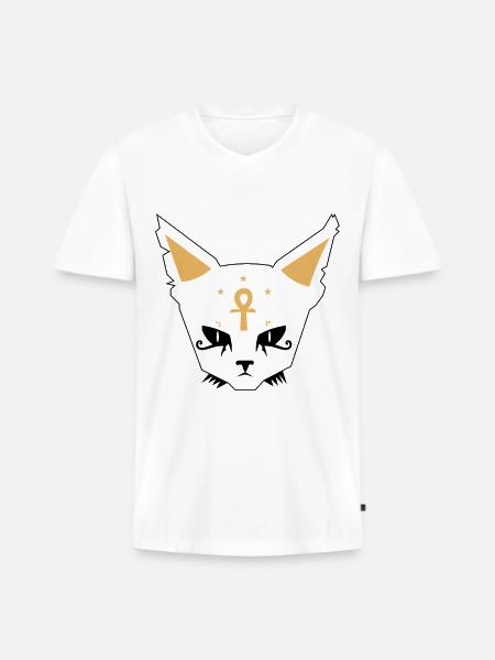 Cat Face - Men's Premium Organic V-Neck T-Shirt - white