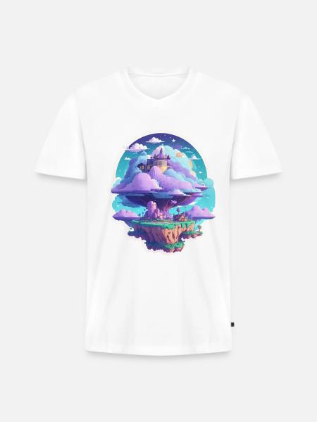 Sky-High Whimsy: Floating Islands - Men's Premium Organic V-Neck T-Shirt - white