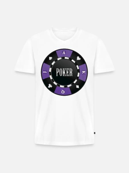 Poker Chip - Men's Premium Organic V-Neck T-Shirt - white