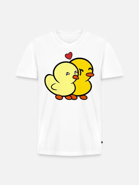 Duckie and Duck Nuzzle - Men's Premium Organic V-Neck T-Shirt - white