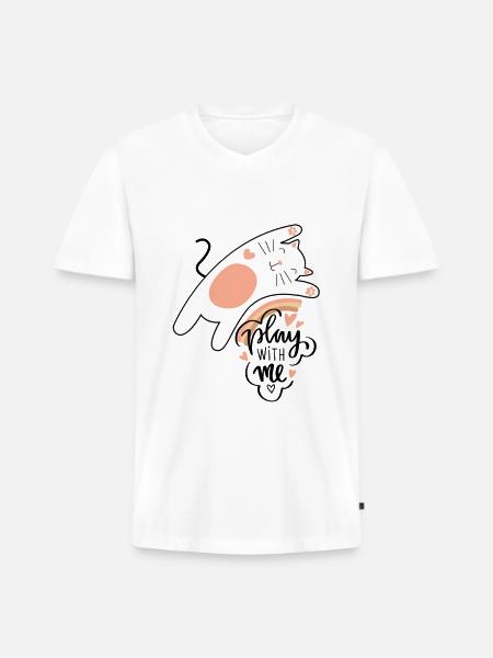funny cat - Men's Premium Organic V-Neck T-Shirt - white